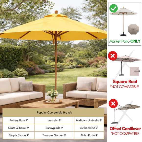 9ft Market Patio Umbrella 6 Rib Replacement Canopy Yellow Olefin