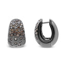 Black Rhodium over 18K White Gold 2 1/4 Cttw Prong and Bezel Set White and Brown Diamond Huggy Hoop Earring (F-G/Brown Color, VS1-VS2 Clarity)-4