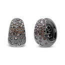 Black Rhodium over 18K White Gold 2 1/4 Cttw Prong and Bezel Set White and Brown Diamond Huggy Hoop Earring (F-G/Brown Color, VS1-VS2 Clarity)-6