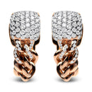 18K Rose Gold 3/4 Cttw Round Diamond Pave Cuban Chain Huggie Earrings (G-H Color, SI1-SI2 Clarity)-5