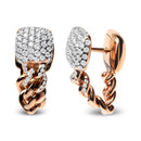 18K Rose Gold 3/4 Cttw Round Diamond Pave Cuban Chain Huggie Earrings (G-H Color, SI1-SI2 Clarity)-6