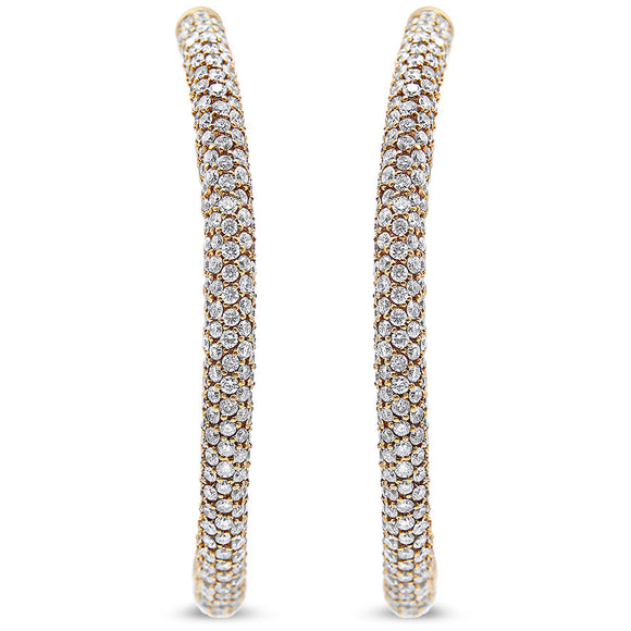 18K Rose Gold 6.90 Cttw Pave Set Diamond Inside Out Eternity Hoop Earrings (F-G Color, VS1-VS2 Clarity)