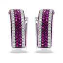 18K White Gold 1 7/8 Cttw Diamond and 1mm Round Red Ruby Open Swish Hoop Earrings (F-G Color, VS1-VS2 Clarity)-9