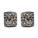 Black Rhodium Plated 18K White Gold 12 5/8 Cttw Multi Color Diamond Square Domed Huggie Hoop Earrings  (Brown, Black, G-H Color, SI1-SI2 Clarity)-4