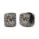 Black Rhodium Plated 18K White Gold 12 5/8 Cttw Multi Color Diamond Square Domed Huggie Hoop Earrings  (Brown, Black, G-H Color, SI1-SI2 Clarity)-5
