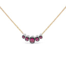 18K Rose Gold 3/4 Cttw Pave Diamonds and Graduated Red Ruby Gemstone Curved Bar Choker Necklace (G-H Color, SI1-SI2 Clarity) - Adjustable up to 14" - 16.5"-5