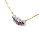 18K Rose Gold 3/4 Cttw Pave Diamonds and Graduated Red Ruby Gemstone Curved Bar Choker Necklace (G-H Color, SI1-SI2 Clarity) - Adjustable up to 14" - 16.5"-8