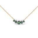 18K Rose Gold 3/4 Cttw Pave Diamonds and Graduated Green Tsavorite Gemstone Curved Bar Choker Necklace (G-H Color, SI1-SI2 Clarity) - Adjustable up to 14" - 16.5"-5