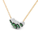 18K Rose Gold 3/4 Cttw Pave Diamonds and Graduated Green Tsavorite Gemstone Curved Bar Choker Necklace (G-H Color, SI1-SI2 Clarity) - Adjustable up to 14" - 16.5"-8