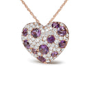 18K Rose Gold 3/4 Cttw Diamond and Purple Amethyst Cluster Heart Shape 18" Pendant Necklace (G-H Color, SI1-SI2 Clarity)-5