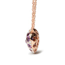 18K Rose Gold 3/4 Cttw Diamond and Purple Amethyst Cluster Heart Shape 18" Pendant Necklace (G-H Color, SI1-SI2 Clarity)-6