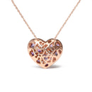 18K Rose Gold 3/4 Cttw Diamond and Purple Amethyst Cluster Heart Shape 18" Pendant Necklace (G-H Color, SI1-SI2 Clarity)-7
