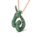 18K Rose Gold Round Green Tsavorite Gemstone Cluster Spiral Snake Design 18" Pendant Necklace (AAA+ Quality)-5