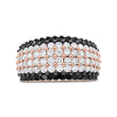 18K Rose Gold 2 1/5 Cttw Black and White Diamond 6 Row Band Ring (F-G and Black Color, VS1-VS2 Clarity) - Ring Size 7-5