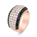 18K Rose Gold 2 1/5 Cttw Black and White Diamond 6 Row Band Ring (F-G and Black Color, VS1-VS2 Clarity) - Ring Size 7-8