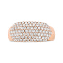 18K Rose Gold 1.00 Cttw Diamond Multi Row Dome Band Ring (F-G Color, VS1-VS2 Clarity) - Ring size 7-4