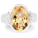 5.05 Carat Genuine Citrine and White Diamond .925 Sterling Silver Ring-3