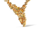 18K Yellow Gold 1/2 Cttw Brown Diamond and Multi-Size Oval Yellow Sapphire Cluster Cascade Station Necklace (Brown Color, SI1-SI2 Clarity) - Adjustable up to 14" to 16"-2