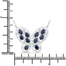 2.16 Carat Genuine Blue Sapphire and White Zircon .925 Sterling Silver Necklace-3