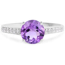 1.33 Carat Genuine Amethyst and White Topaz .925 Sterling Silver Ring-4