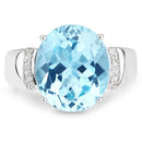 8.36 Carat Genuine Blue Topaz and White Zircon .925 Sterling Silver Ring-3