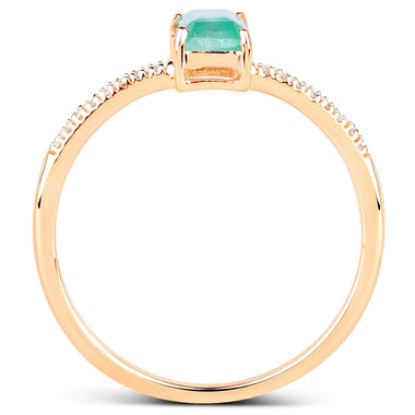0.59 Carat Genuine Zambian Emerald and White Diamond 14K Yellow Gold Ring - 0