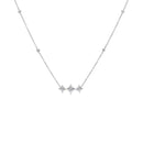 10K White Gold Bezel Set Princess Diamond 3 Stone Kite Shape and Station Necklace (H-I Color, SI2-I1 Clarity) - 18" Inches-2