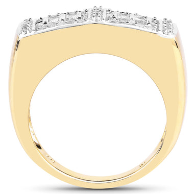 14K Yellow Gold Plated 0.19 Carat Genuine White Diamond .925 Sterling Silver Ring - 0
