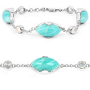 29.70 Carat Genuine Amazonite and White Agate .925 Sterling Silver Bracelet-1