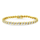 14K Rose Gold Plated .925 Sterling Silver 1/4 Cttw Diamond Round Miracle Plate and "S" Link Tennis Bracelet (I-J Color, I2- I3 Clarity) - 7"-1