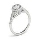 14k White Gold Round Cut Pave Set Shank Diamond Engagement Ring (1 3/8 cttw)-2