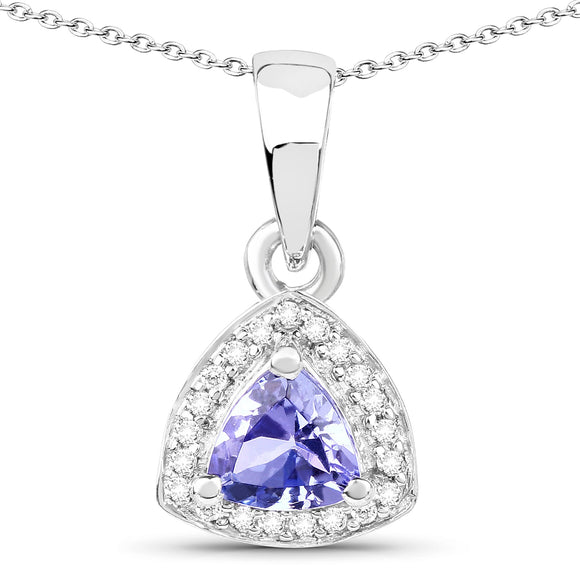 3.22 Carat Genuine Tanzanite & White Topaz .925 Sterling Silver Ring