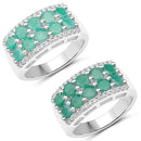 1.85 Carat Genuine Emerald and White Topaz .925 Sterling Silver Ring-4