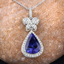 5.54 Carat Genuine Tanzanite and White Diamond 18K White Gold Pendant-4