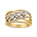 10K Yellow Gold 1/2 Cttw Round-Cut Multi Row Diamond Split Shank Cocktail Ring (H-I Color, SI2-I1 Clarity) - Size 7-1