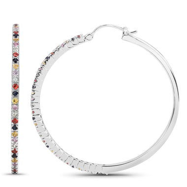 2.24 Carat Genuine Multi Sapphire .925 Sterling Silver Earrings - 0