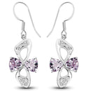 4.06 Carat Genuine Pink Amethyst & White Topaz .925 Sterling Silver Earrings-1