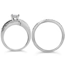 .925 Sterling Silver 1/3 Cttw Round Diamond Crisscross Engagement Ring Bridal Set (H-I Color, I1-I2 Clarity ) - Size 7-5