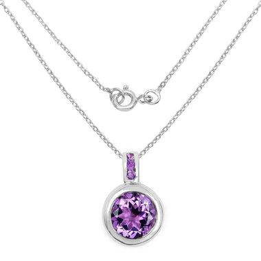 4.09 Carat Genuine Amethyst .925 Sterling Silver Pendant - 0