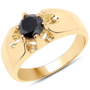 14K Yellow Gold Plated 1.00 Carat Genuine Black Diamond .925 Sterling Silver Ring-1