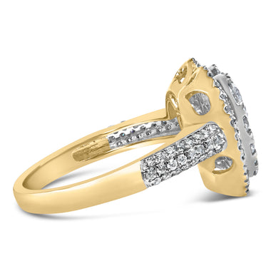 14K Yellow Gold 1 1/2 Cttw Diamond Heart Shaped Composite Ring (H-I Color, SI2-I1 Clarity) - Ring Size 7 - 0