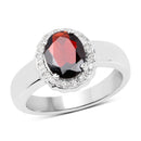 2.58 Carat Genuine  Garnet and White Topaz .925 Sterling Silver Ring-1