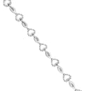 .925 Sterling Silver 1/4 Cttw Round-Cut Diamond Alternating Heart and Leaf Link Bracelet (I-J Color, I3 Clarity) - Size 7.25"-3
