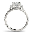 14k White Gold Princess Cut 3 Stone Antique Style Diamond Ring (1 1/8 cttw)-2