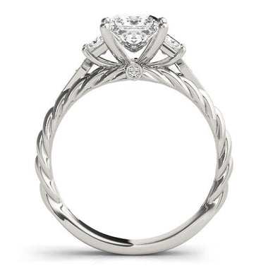 14k White Gold Princess Cut 3 Stone Antique Style Diamond Ring (1 1/8 cttw) - 0