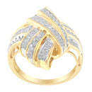 10K Yellow Gold Diamond Bypass Cocktail Ring (1 1/5 Cttw, I-J Color, I2-I3 Clarity) - Size 8-4