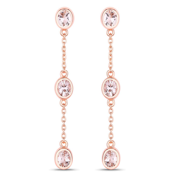 1.62 Carat Genuine Morganite .925 Sterling Silver Earrings
