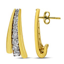 10K Yellow Gold Plated .925 Sterling Silver 1.00 Cttw Round Diamond Graduated Huggie Stud Earrings (I-J Color, I2-I3 Clarity)-4