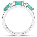 1.38 Carat Genuine Emerald and White Topaz .925 Sterling Silver Ring-2