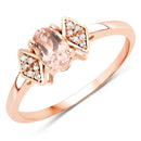 0.46 Carat Genuine Morganite and White Diamond 14K Rose Gold Ring-1